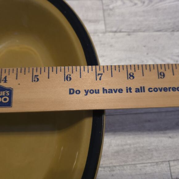 Vtg Designers Collection Oval Serving Bowl Mustard Yellow Black Rim Stoneware - Picture 7 of 8